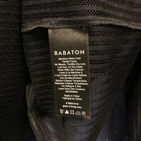 Aritzia Babaton Black Stripe Sheer Long Bell Sleeve Top - L - Picture 7 of 8